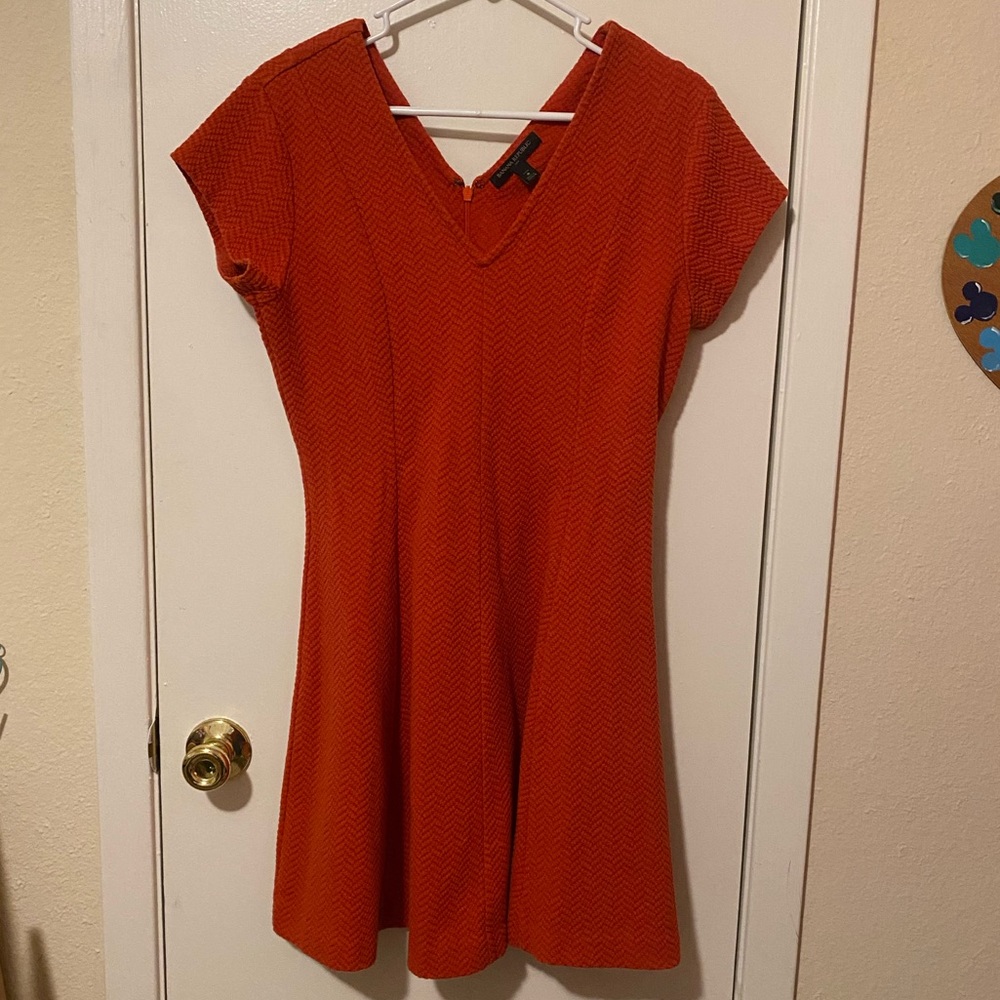 Banana Republic Honeycomb Dress - Size 8P - Bright/Rich Orange